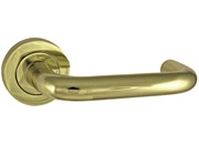 Frelan Hardware Thame Door Handles On Round Rose, Polished Brass - JV502PB (sold in pairs)